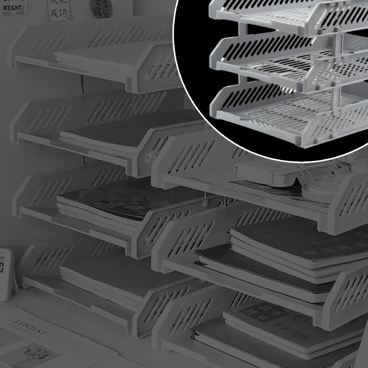 Multifunctional File Rack with Drawers: Desktop Storage for Office Supplies (4/3 Layers) Multifunctional File Rack with Drawers: Desktop Storage for Office Supplies (4/3 Layers)